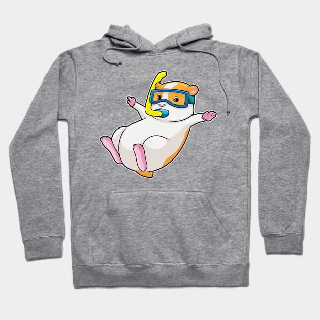 Hamster at Diving with Swimming goggles Hoodie by Markus Schnabel